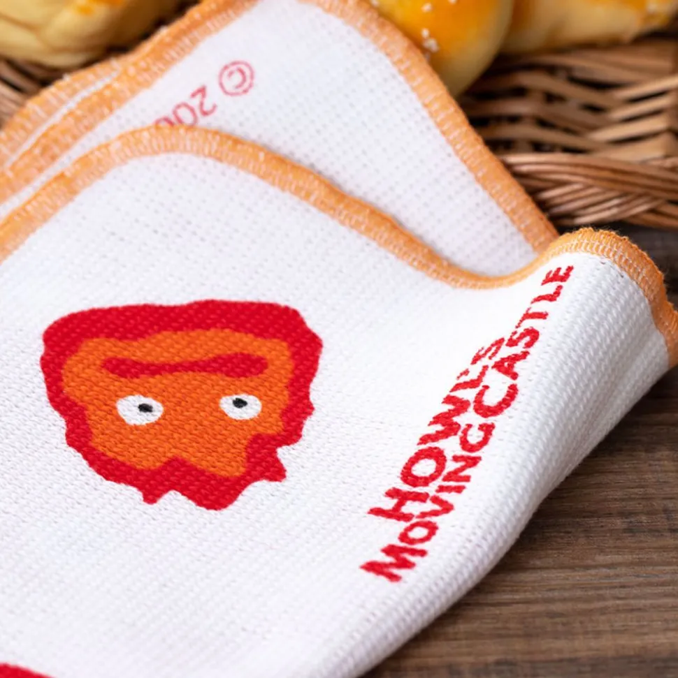 2 Pcs Set Kitchen Towel Calcifer - Howl'S Moving Castle