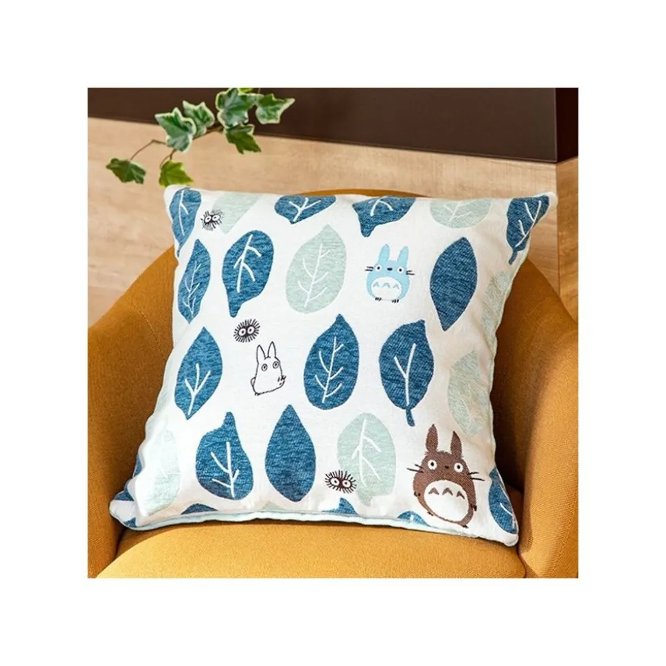 Cushion Big Totoro Blue & Green Leaves 45X45 Cm - My Neighbour Totoro