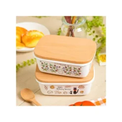 Enamel Butter Dish With Wooden Lid Viennese Pastries 500Ml - Kiki'S D