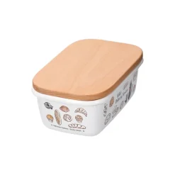 Enamel Butter Dish With Wooden Lid Viennese Pastries 500Ml - Kiki'S D