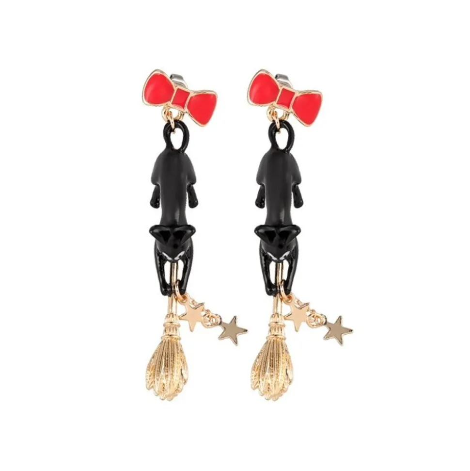 Jiji With Broom Pierced Earrings - Kiki'S Delivery Service