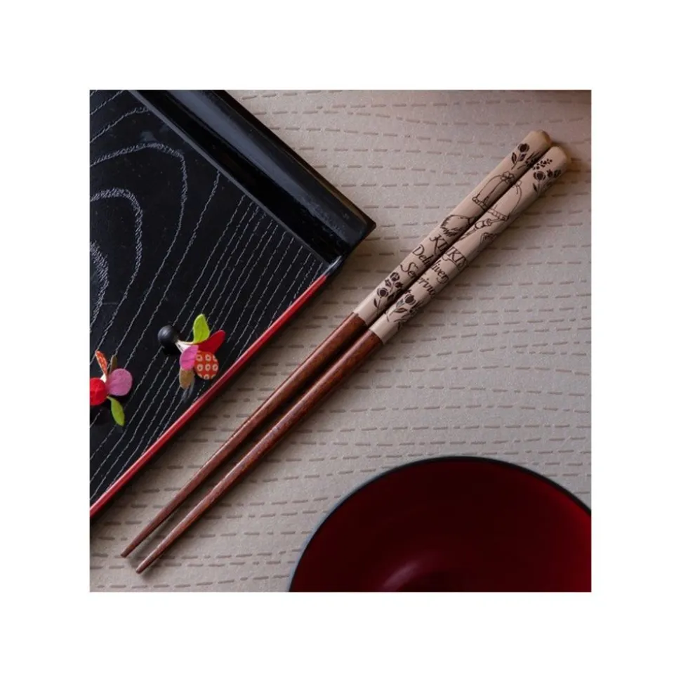 Lacquered Chopsticks 21Cm Sketches Brown - Kiki'S Delivery Service