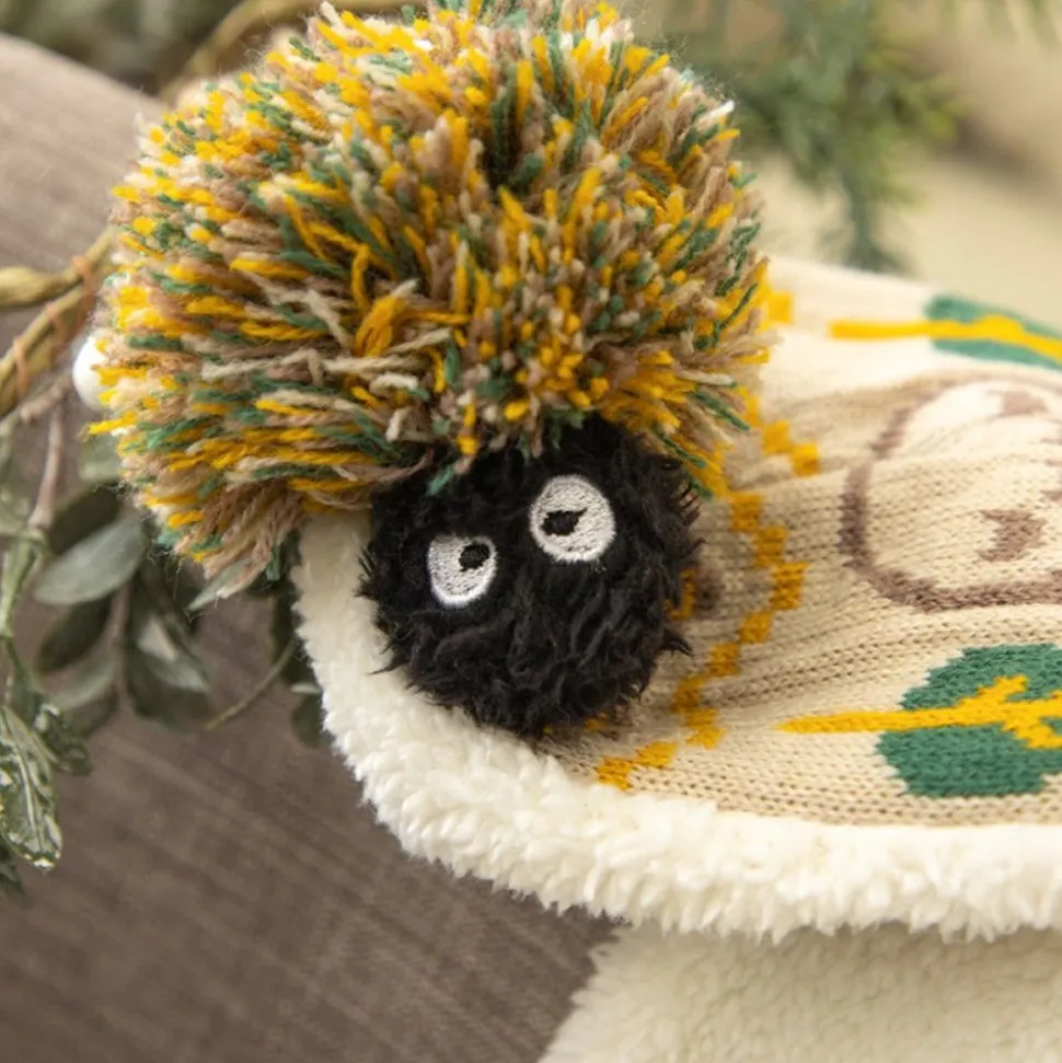 Pom Pom Scarf Totoro & Soot Sprites - My Neighbor Totoro