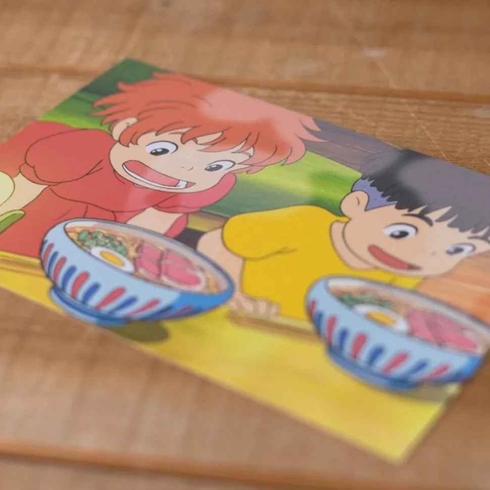 Postcard Ponyo & Sosuke Ramen - Ponyo On The Cliff