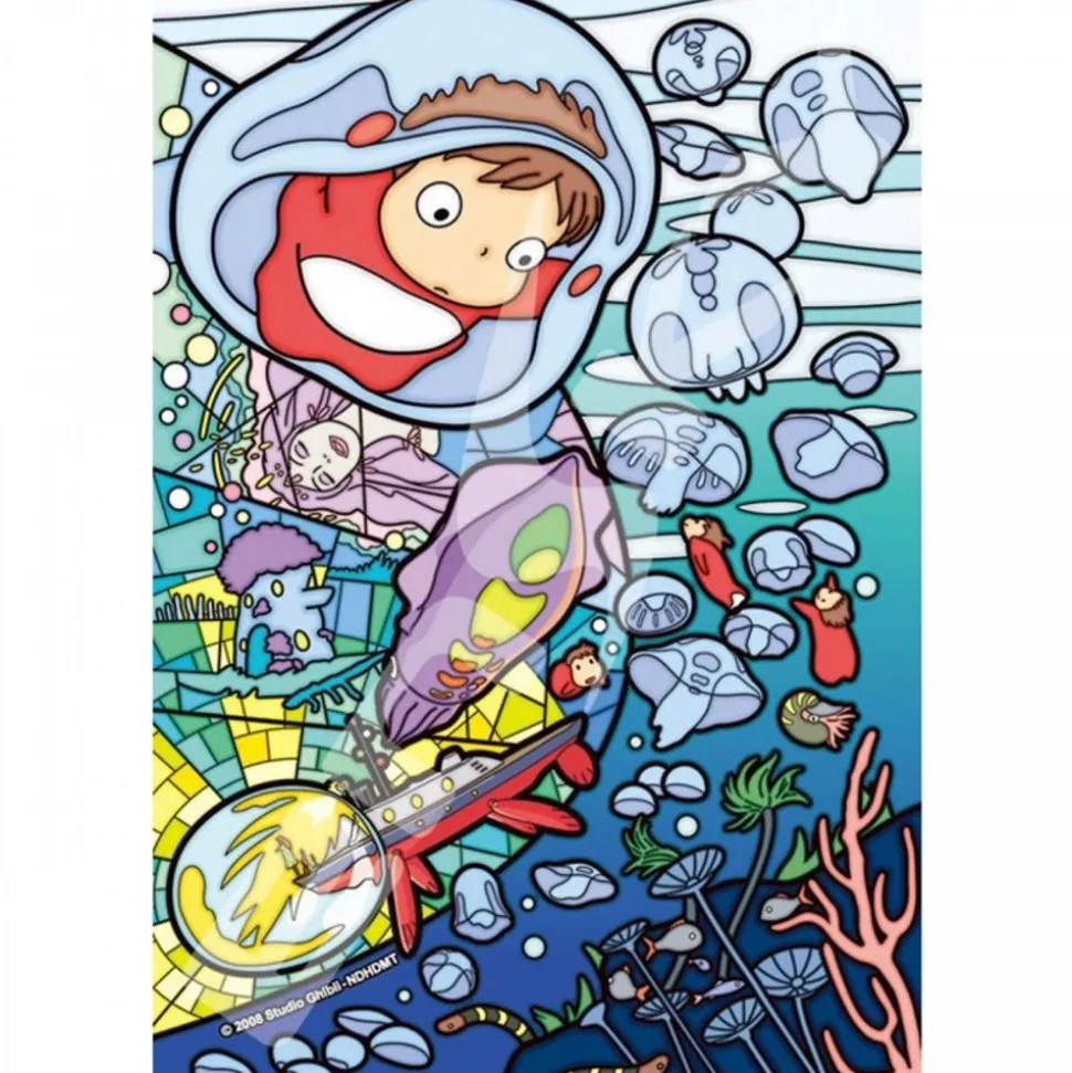 Stained Glass Puzzle 126P Ponyo Under The Sea - Ponyo On The Cliff