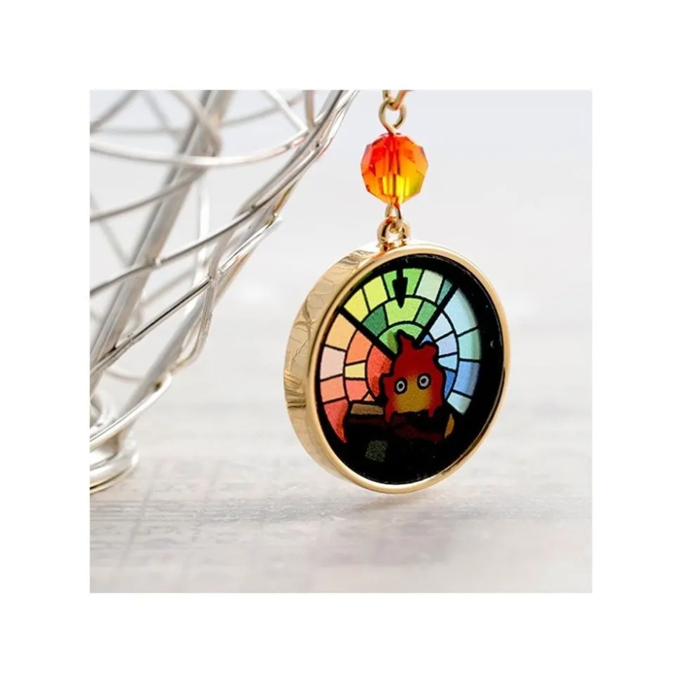 Stained Glass Series-Pierced Earrings Calcifer -Howl'S Moving Castle