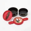 Two Layers Round Shape Lunch Box No Face Dark Red - Spirited Away