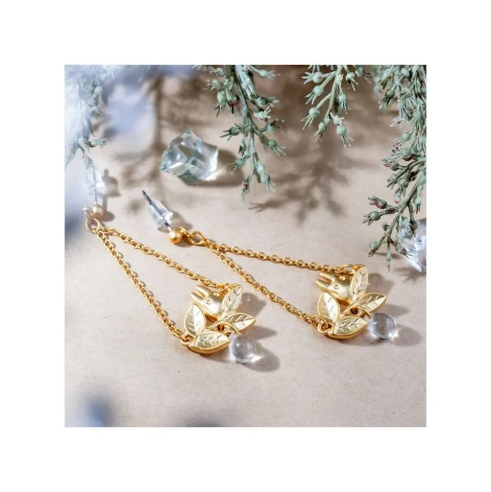 White Totoro Earring Hidden In A Leaf - My Neighbor Totoro
